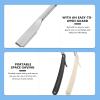 2pcs Chic Straight Barber Edge Steel Razors Shaving Men Vintage Metal Hair Shaper Barber Razor without (Black and White) view 2