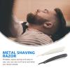 2pcs Chic Straight Barber Edge Steel Razors Shaving Men Vintage Metal Hair Shaper Barber Razor without (Black and White) view 3