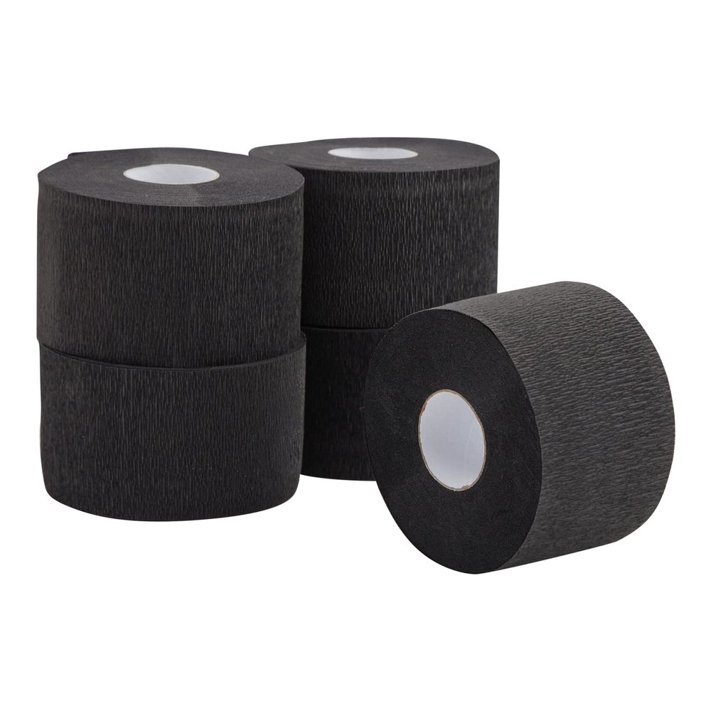 Juvale Disposable Barber Neck Strips - Black 2.5 x 11 in, Set of 5 Rolls (500 Strips) - Quick Setup & Secure Fit - Barbershop & Salon Supplies