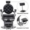 BarberPub Vintage Barber Chair Heavy Duty Metal Frame All Purpose Hydraulic Recline Salon Beauty Spa Equipment 2947 (Black with Grey Frame) view 4