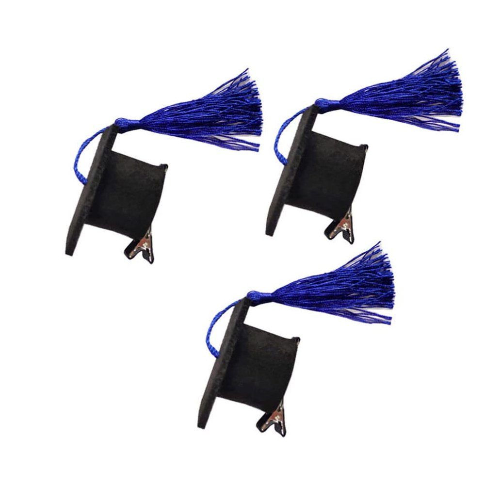 PRETYZOOM 2022 Graduation Hairpins Mini Doctoral Cap Hair Clip Party Decoration 4pcs (Blue)