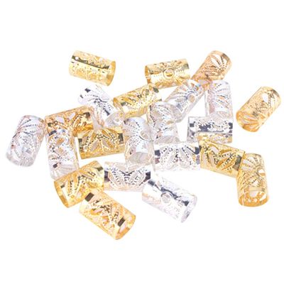 100pcs Dreadlocks Braiding Beads Hair Beads for Braids for Girls Hair Braid Rings Silver Beads for Hair Braids Hair Braid Cuff Clip Gold Hair Accessories Aluminum Miss Hoop Ring
