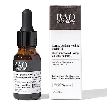 BAO Laboratory Lotus Squalane Healing Facial Oil Hydrates Dry Skin, Rebalances Oily Skin, Soothes Sensitive Skin, Repairs Acne Prone Skin, Everyday Vitamin Rich Moisturizing Facial Oil for Women(15ML)
