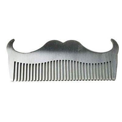 Shineweb Goat Mustache Shape Stainless Steel Beard Grooming Shaping Comb Men Styling Tool Pocket Styling Comb Silver
