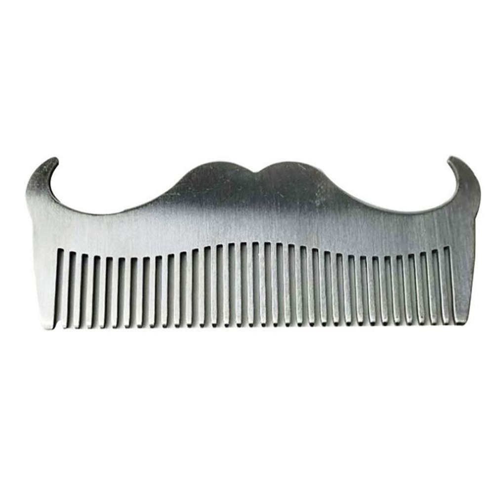 Shineweb Goat Mustache Shape Stainless Steel Beard Grooming Shaping Comb Men Styling Tool Pocket Styling Comb Silver