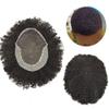 Afro Curly Mens Toupee Lace PU African American Hairpiece Replacement Kinky Curly Brazilian Remy Hair System for Black Men (1# JET BLACK -8MM WAVE) view 1