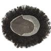 Afro Curly Mens Toupee Lace PU African American Hairpiece Replacement Kinky Curly Brazilian Remy Hair System for Black Men (1# JET BLACK -8MM WAVE) view 4