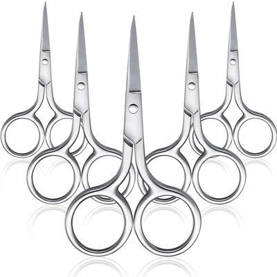5 Pieces Small Straight Tip Nose Hair Scissor for Grooming, Stainless Steel Multi-Purpose Beauty Grooming Scissors for Facial Hair Removal and Mustache Beard Eyebrows Ear Nose Trimming(Silver)