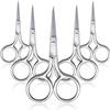 5 Pieces Small Straight Tip Nose Hair Scissor for Grooming, Stainless Steel Multi-Purpose Beauty Grooming Scissors for Facial Hair Removal and Mustache Beard Eyebrows Ear Nose Trimming(Silver) view 1