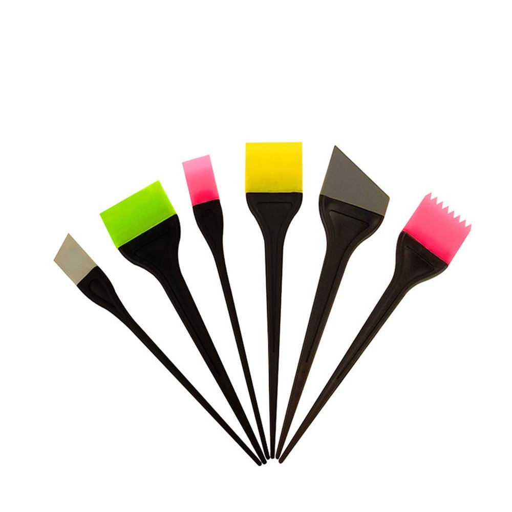 6pcs Silicone Hair Dyeing Brush Professional Coloring Applicator Tool Kit Hair Tinting Tool (Random Color)