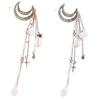 2Pcs Women Fashion Rhinestone Stars Moon Tassel Hair Clip Pins Side Clip Hairpin Barrettes Bobby Pins Headdress Hair Accessories view 1