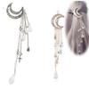 2Pcs Women Fashion Rhinestone Stars Moon Tassel Hair Clip Pins Side Clip Hairpin Barrettes Bobby Pins Headdress Hair Accessories view 2