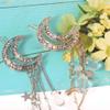 2Pcs Women Fashion Rhinestone Stars Moon Tassel Hair Clip Pins Side Clip Hairpin Barrettes Bobby Pins Headdress Hair Accessories view 4