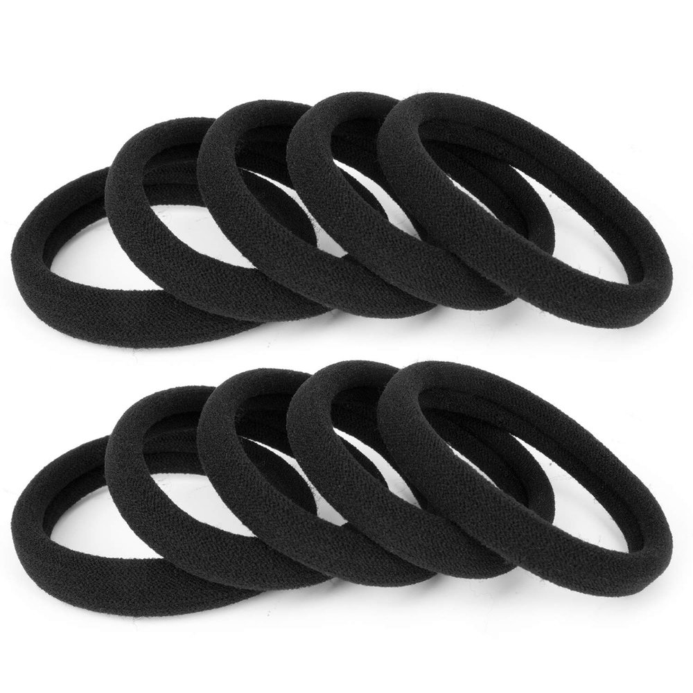 100PCS Large Cotton Ponytail Holders, Seamless Hair Ties, Elastics Hair Bands No Damage for Thick, Heavy and Curly Hair, 2 Inch Diameter by BAOLI