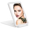 deweisn LED Tabletop Mount Makeup Mirror for Travel, 32 LEDs Lighted Vanity Mirrors with Dimmable Lighting,Compact, Slim, Rechargeable Folding Lighted Mirror for Beauty (White) view 1