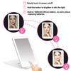 deweisn LED Tabletop Mount Makeup Mirror for Travel, 32 LEDs Lighted Vanity Mirrors with Dimmable Lighting,Compact, Slim, Rechargeable Folding Lighted Mirror for Beauty (White) view 3