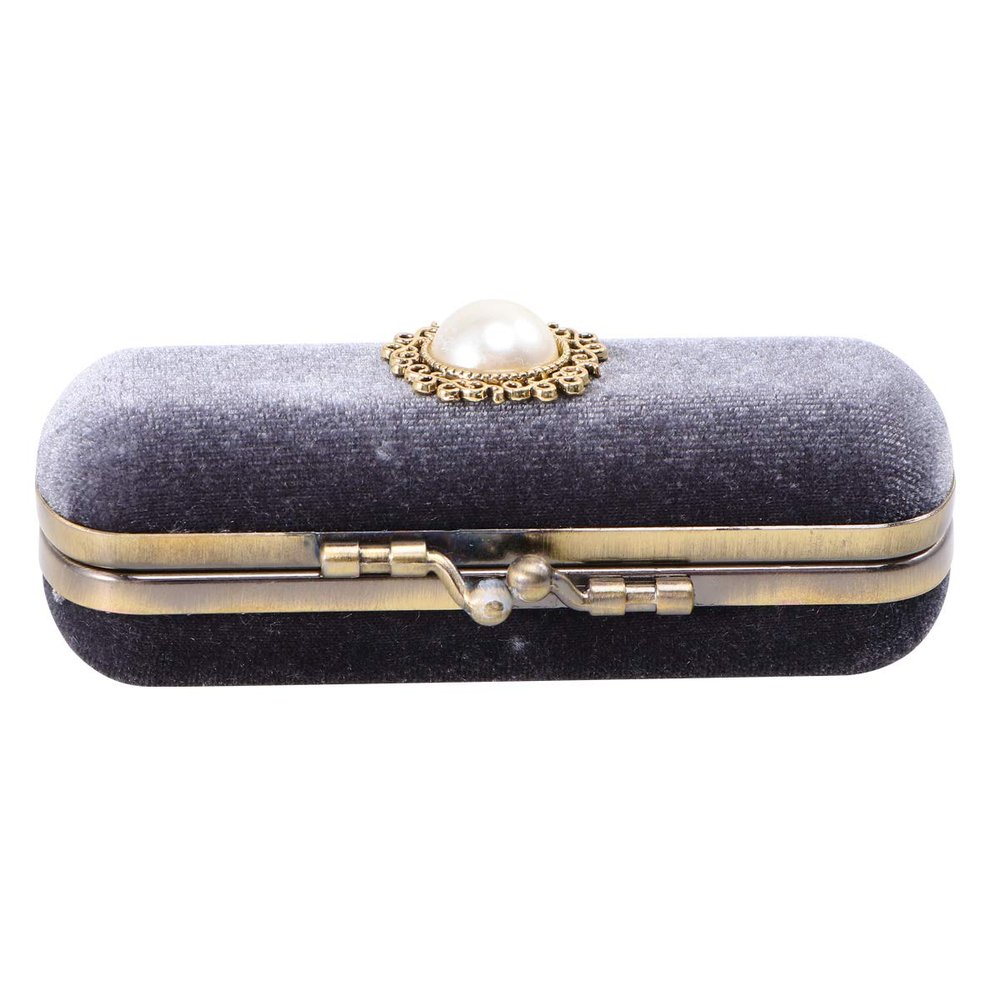 Cabilock Retro Velvet Lipstick Box with Mirror Compact Lip Balm Organizer Portable Makeup Case Travel Lipstick Holder