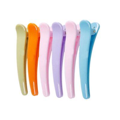 12PCS Colorful Plastic Metal Alligator Hair Clips Professional Hairdressing Salon Hair Barrettes Duck Bill Teeth Non Slip Clips for Hair Styling and Sectioning (Length -3in)