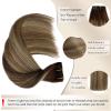 Human Hair Clip in Extensions Balayage Blonde Hair Extensions Real Human Hair Clip ins Brown Roots to Brown with Blonde Highlights Clip on Hair for Women 15 Inch 70grams view 3