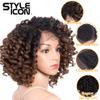 Style Icon 13" Afro Wigs Short Curly Wigs for Black Women Lace Front Side Part Synthetic Wigs Ombre Blonde Wig (13 Inch, OT30) view 2