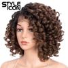 Style Icon 13" Afro Wigs Short Curly Wigs for Black Women Lace Front Side Part Synthetic Wigs Ombre Blonde Wig (13 Inch, OT30) view 3