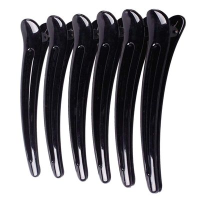 12PCS Black Hollow Plastic Metal Alligator Hair Clips Professional Hairdressing Salon Hair Barrettes Duck Bill Teeth Non Slip Clips for Hair Styling and Sectioning (Length - 4.7in)