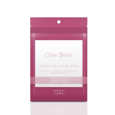 Ollie Belle Cover Dot Acne Care (17 Count) - Variety Size Hydrocolloid Acne Patches for Face, Back, Chin & Cheeks - Large Pimple Stickers - Acne Patch Treatment