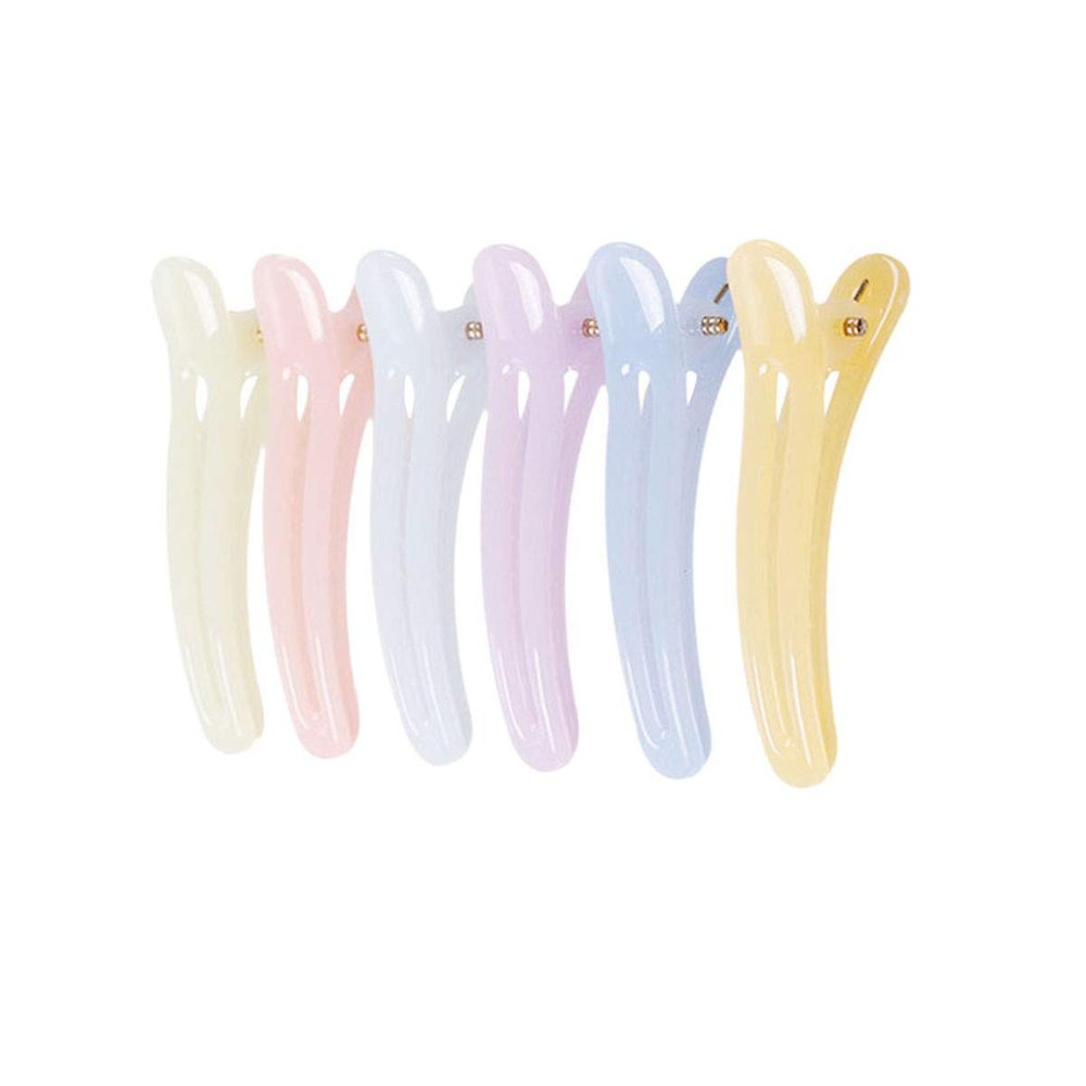 12PCS Hollow Candy Colour Plastic Metal Alligator Bows Hair Clips Professional Hairdressing Salon Hair Barrettes Duck Bill Teeth Hair Clips Non Slip band Clips (Length -2in)