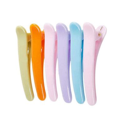 12PCS Colorful Plastic Metal Alligator Hair Clips Professional Hairdressing Salon Hair Barrettes Duck Bill Teeth Non Slip Clips for Hair Styling and Sectioning (Length -1.9in)