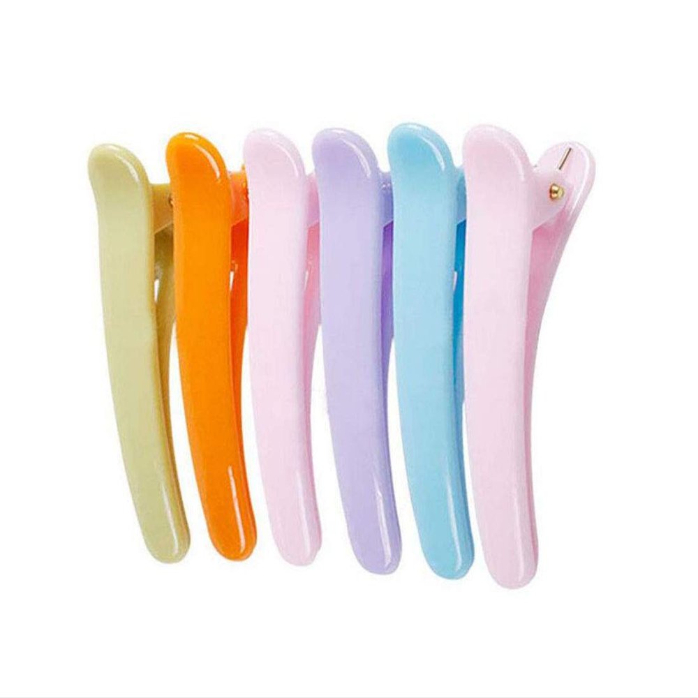 12PCS Colorful Plastic Metal Alligator Hair Clips Professional Hairdressing Salon Hair Barrettes Duck Bill Teeth Non Slip Clips for Hair Styling and Sectioning (Length -1.9in)