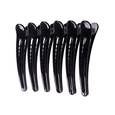 12PCS Black Hollow Plastic Metal Alligator Hair Clips Professional Hairdressing Salon Hair Barrettes Duck Bill Teeth Non Slip Clips for Hair Styling and Sectioning (Length -3in)