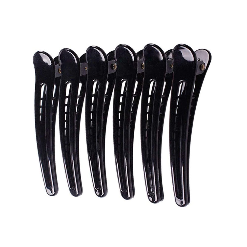 12PCS Black Hollow Plastic Metal Alligator Hair Clips Professional Hairdressing Salon Hair Barrettes Duck Bill Teeth Non Slip Clips for Hair Styling and Sectioning (Length -3in)