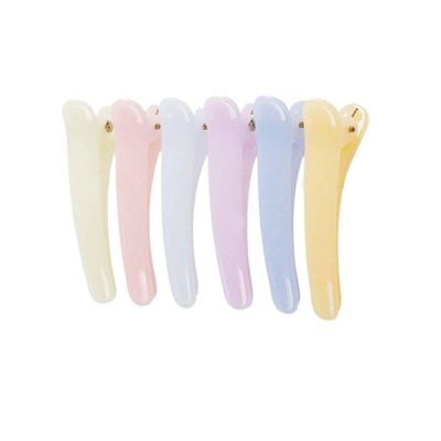12PCS Candy colour Plastic Metal Alligator Bows Hair Clips Professional Hairdressing Salon Hair Barrettes Duck Bill Teeth Hair Clips Non Slip band Clips (Length -1.9 Inch)
