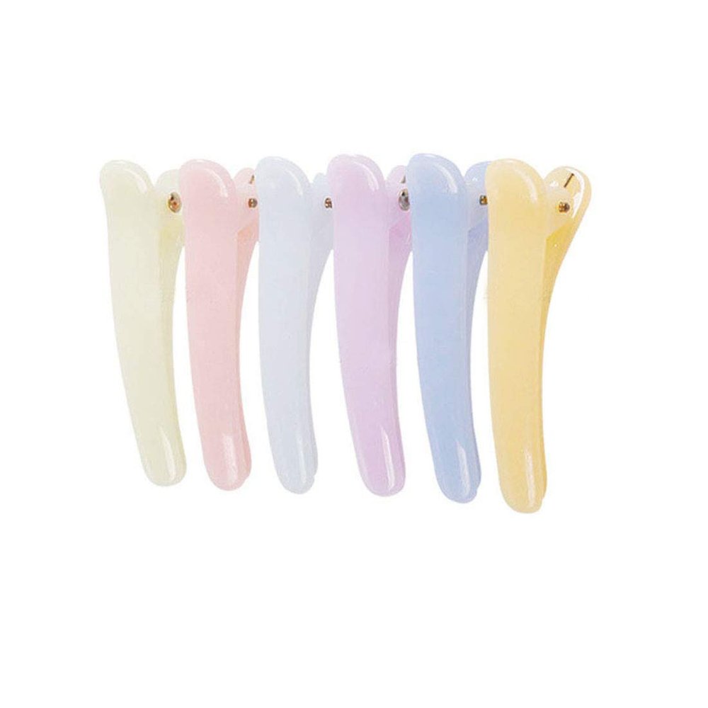 12PCS Candy colour Plastic Metal Alligator Bows Hair Clips Professional Hairdressing Salon Hair Barrettes Duck Bill Teeth Hair Clips Non Slip band Clips (Length -1.9 Inch)