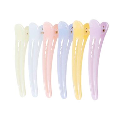 12PCS Hollow Candy Colour Plastic Metal Alligator Bows Hair Clips Professional Hairdressing Salon Hair Barrettes Duck Bill Teeth Hair Clips Non Slip band Clips (Length -3in)