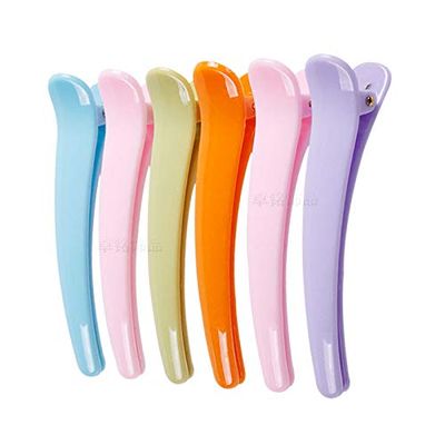 12PCS Colorful Plastic Metal Alligator Hair Clips Professional Hairdressing Salon Hair Barrettes Duck Bill Teeth Non Slip Clips for Hair Styling and Sectioning (Length -3.7in)