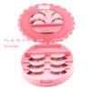 2 PCS Cosmetic Case with Mirror Eyelash Case Makeup Storage Box Travel Cosmetic Bag Pink Place Eyelashes view 3