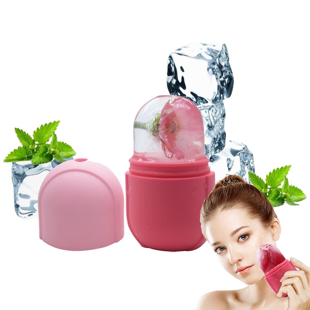 Ice Roller for Face and Eye, Ice face roller,Gua Sha Facial Tools, Facial ice roller, Skin Care Tools,Ice mold for face(Pink-face)