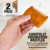 Wooden Beard Comb for Men - Pack of 2, Handcrafted Solid Beechwood Beard Combs, Mustache and Head Hair Pocket Comb with Leather Case - Dual Action Fine & Coarse Teeth view 2