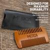 Wooden Beard Comb for Men - Pack of 2, Handcrafted Solid Beechwood Beard Combs, Mustache and Head Hair Pocket Comb with Leather Case - Dual Action Fine & Coarse Teeth view 4