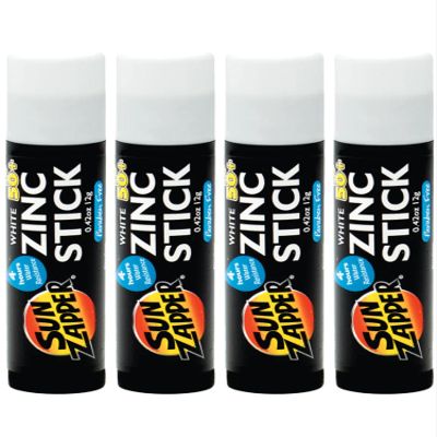 Sun Zapper Zinc Oxide Sunscreen Stick SPF 50+ White  4-Pack (0.42 oz each)  Water-Resistant Mineral Sunblock  Made in Australia