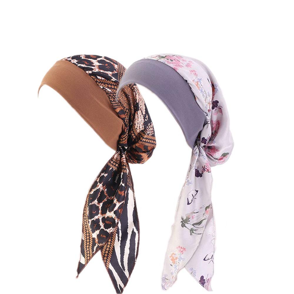 4Packs/3Packs/2Packs Chemotherapy Head Scarf Night Sleep hat Cap Elastic broadband Multifunctional Printing hat Chemical Hair Loss Cap