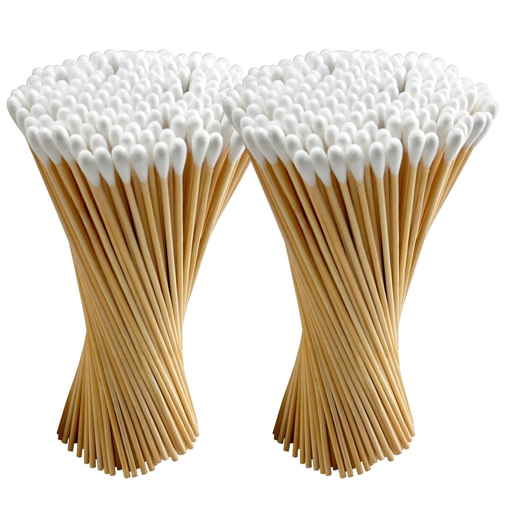 200PCS 6" Long Cotton Swabs with Bamboo Sticks - Lint Free, Highly Absorbent Cleaning Cotton Tipped Applicators