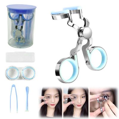 Contact Lens Applicator Tool,Color Contact Lenses Wearing Aids,Contacts Lens Helper,Eye Contact Removal Tweezers,Eye Opener With Contact Lens Case,Contact Lenses Remover And Insertion Tool (Blue)