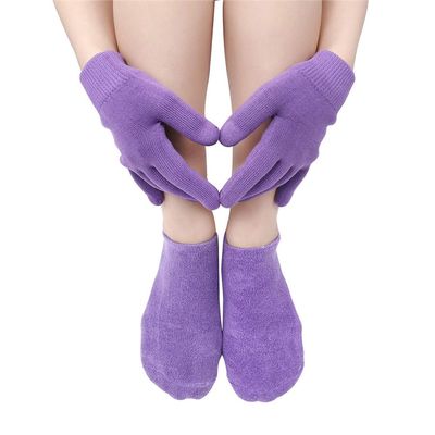 AnHua 2 Pcs Moisturize Soften Repair Cracked Skin Moisturizing Treatment Gel Spa Socks Gloves (Purple)