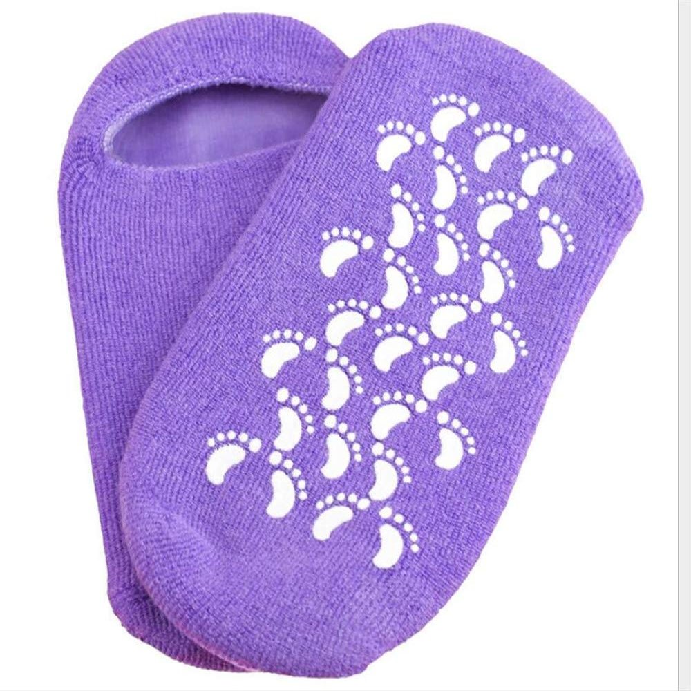 AnHua 1 Pair Feet Spa Moisturizing Gel Socks Exfoliating Dry Cracked Soft Skin Sock Pedicure Foot Care Tool Beauty Foot Care (Purple)