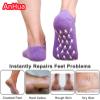 AnHua 1 Pair Feet Spa Moisturizing Gel Socks Exfoliating Dry Cracked Soft Skin Sock Pedicure Foot Care Tool Beauty Foot Care (Purple) view 4