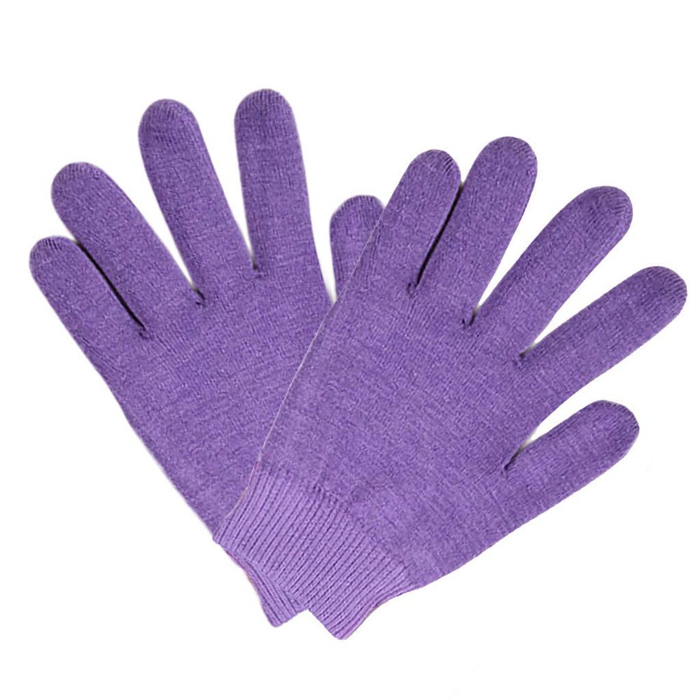 AnHua 1 Pair Gel SPA Moisturizing Gloves Soft Cotton Moisturizing Whitening Exfoliating Foot Mask Smooth Skin Care Dry Treatment (Purple)