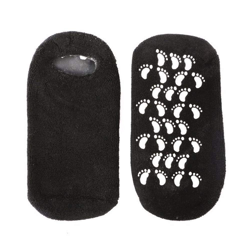 AnHua 1 Pair Feet Spa Moisturizing Gel Socks Exfoliating Dry Cracked Soft Skin Sock Pedicure Foot Care Tool Beauty Foot Care (Black)