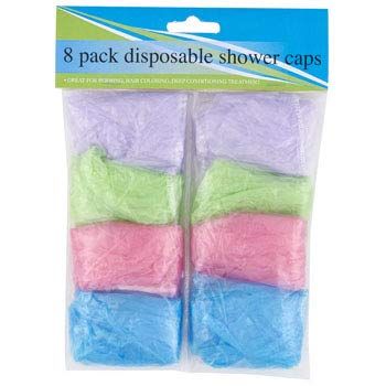 Shower Cap 8 Pack Displayosable Printed 4 Assorted Color Hba, Case of 36
